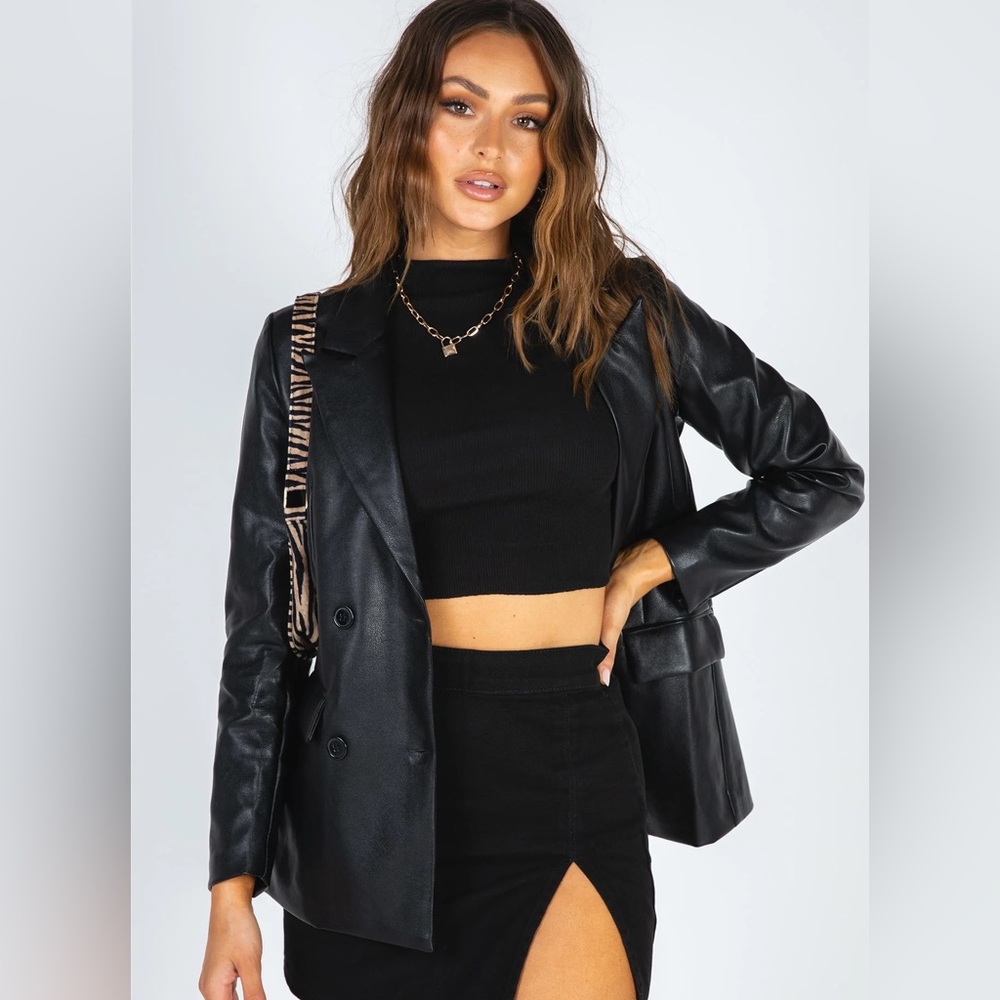 Princess Polly Ellen Faux Leather Blazer